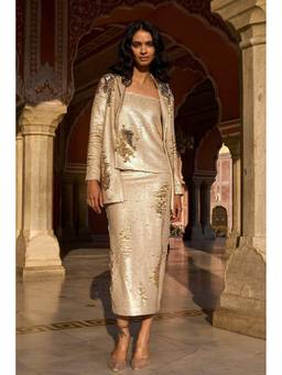 dash and dot - Beige Reversible Sequin Skirt