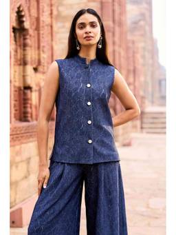 dash and dot - Indigo Denim Lace Waistcoat Top