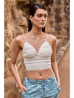 dash and dot - White Knitted Lace Bralette Top