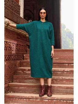 dash and dot - Teal Textured Knit Midi Dress