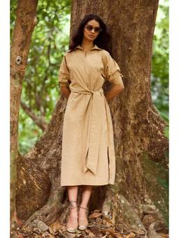 dash and dot - Khaki Side Tie Midi Dress