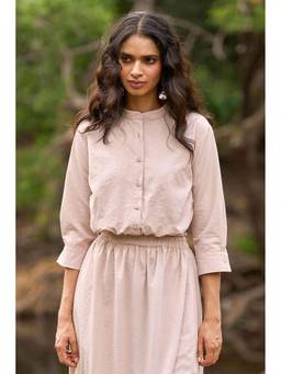 dash and dot - Beige Cropped Shirt