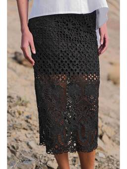 dash and dot - Black Metallic Lace Skirt