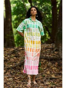 dash and dot - Multi-color Printed Linen Shirt Dress