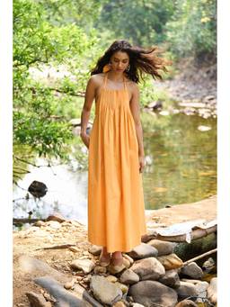 dash and dot - Yellow Poplin A-Line Midi Dress