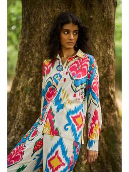 dash and dot - Multi-color Ikat Print Shirt