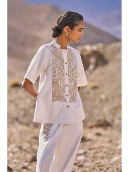dash and dot - Ivory Gara Stitch Bib Shirt
