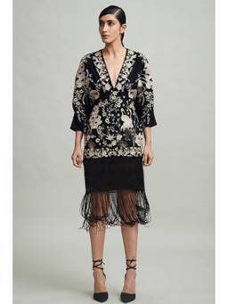 dash and dot - Fringe Hem Black Dress
