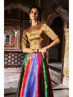 dash and dot - Gold Benares Tissue Cropped Zip Blouses