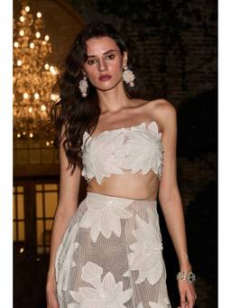 dash and dot - White Floral Lace Appliqua Bandeau Top
