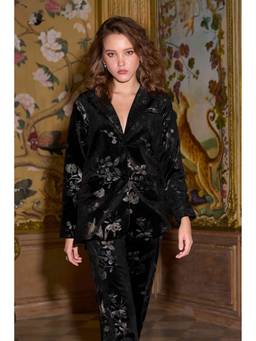 dash and dot - Black Floral Velvet Blazer