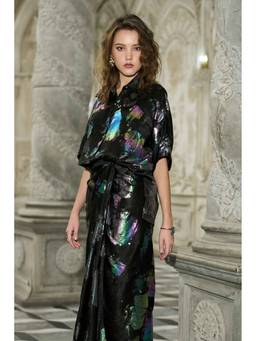 dash and dot - Black Abstract Printed Shirt