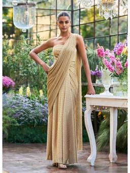 dash and dot - Gold Drape Wrap Gown