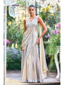 dash and dot - White Gold Wrap Gown