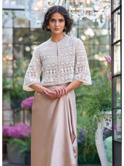 dash and dot - White Pearl and Sequin Cape Top