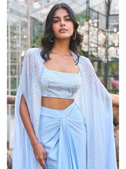 dash and dot - Blue Degradea Pearl Embellished Bralette Top