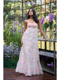 dash and dot - Ivory Ribbon and Sequin Embroidered Maxi Dress