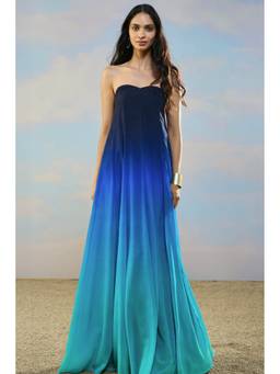 dash and dot - Blue Off-Shoulder Bandeau Maxi Dress