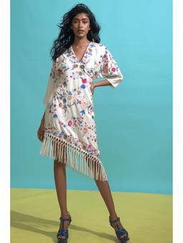 dash and dot - White Fringe Hem A-Line Dress