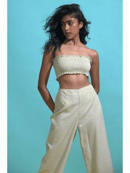 dash and dot - Yellow Check Bandeau Top