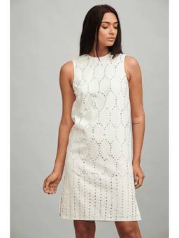 dash and dot - Geo Mirror Ivory Dress