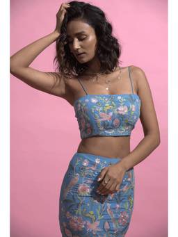 dash and dot - Blue Embroidered Bralette Top
