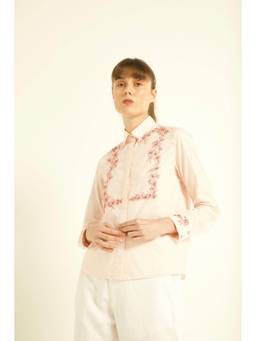 dash and dot - Peach Embroidered Shirt