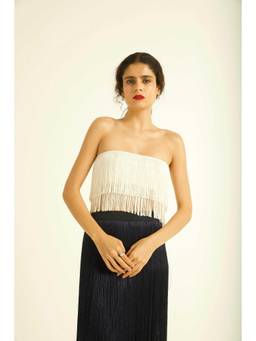dash and dot - Ivory Fringe Bandeau Top