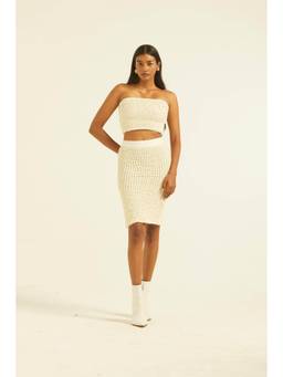 dash and dot - Ivory Smocked Skirt