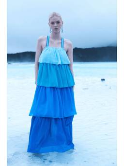 dash and dot - Blue Ombre Tiered A-Line Dress