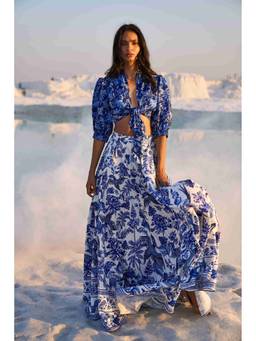 dash and dot - White Porcelain Print Maxi Skirt