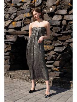 dash and dot - Foil Tube Black Dress