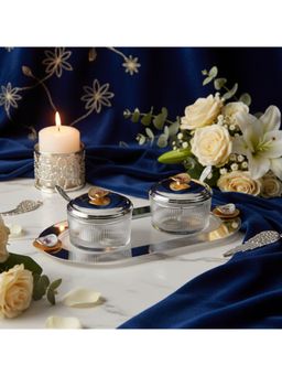 Momentz - Dual Tone Regal Treasure Oval Tray with Glass Bowl