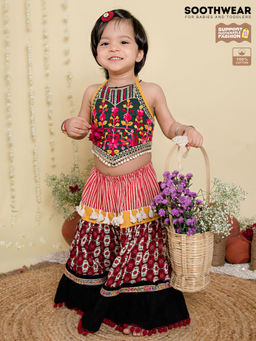 HALEMONS - Embroidered Cotton Sleeveless Multi-Color Lehenga & Choli (Set of 2)