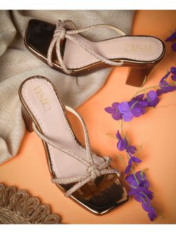 VYSTIQ - Women Copper Glamorous Multi-Strap Block Heels