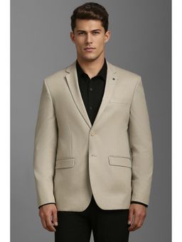 Louis Philippe - Men Beige Slim Fit Textured Formal Blazer