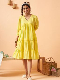 Aravalii - Lemon Zest Tiered Dress