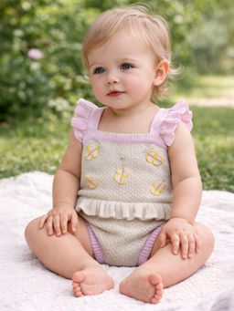 Mi Arcus - Cotton Knitted Patch Work Sleeveless Top and Bloomer