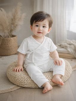 Mi Arcus - Wrapover Style T-Shirt and Pyjama - White (Newborn)