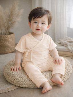 Mi Arcus - Wrapover Style T-Shirt and Pyjama - Peach (Newborn)