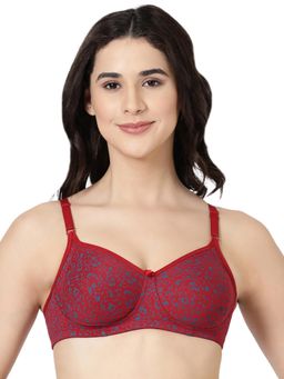 BLOSSOM - Moulded Printed T-Shirt Bra Floret Maroon