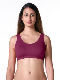 BLOSSOM - Stretch Cotton Slip On Bra with Wide Underband Go-Sporty Pickle Beet