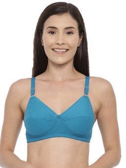 BLOSSOM - Blended Cotton Pointelle Fabric Foam Padded Bra Lovely Pad Blue