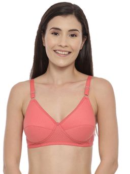 BLOSSOM - Blended Cotton Pointelle Fabric Foam Padded Bra Lovely Pad Peach