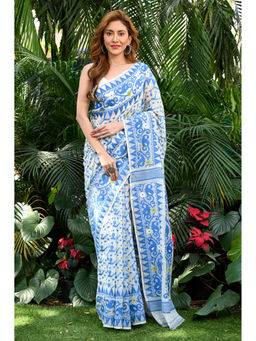 Beatitude - Multi-Color Jacquard Jamdani Cotton Silk Saree with Unstitched Blouse