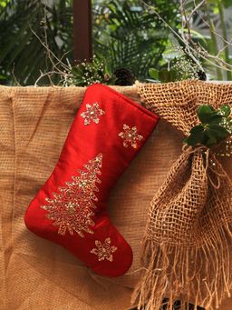 Revive Home - Embellished Christmas Stocking - Red
