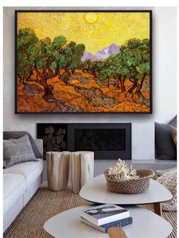 The Art House - Olive Trees With Yellow Sky And Sun By Van Gogh