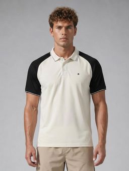 WROGN - White Colour blocked Nylon Polo T-shirt