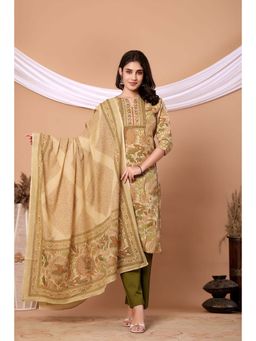 Do Dhaage - Women Green Floral Printed Cotton Kurta with Pant and Dupatta