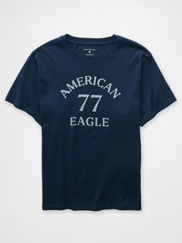 American Eagle - Navy Blue Everyday Typography Women T-Shirt